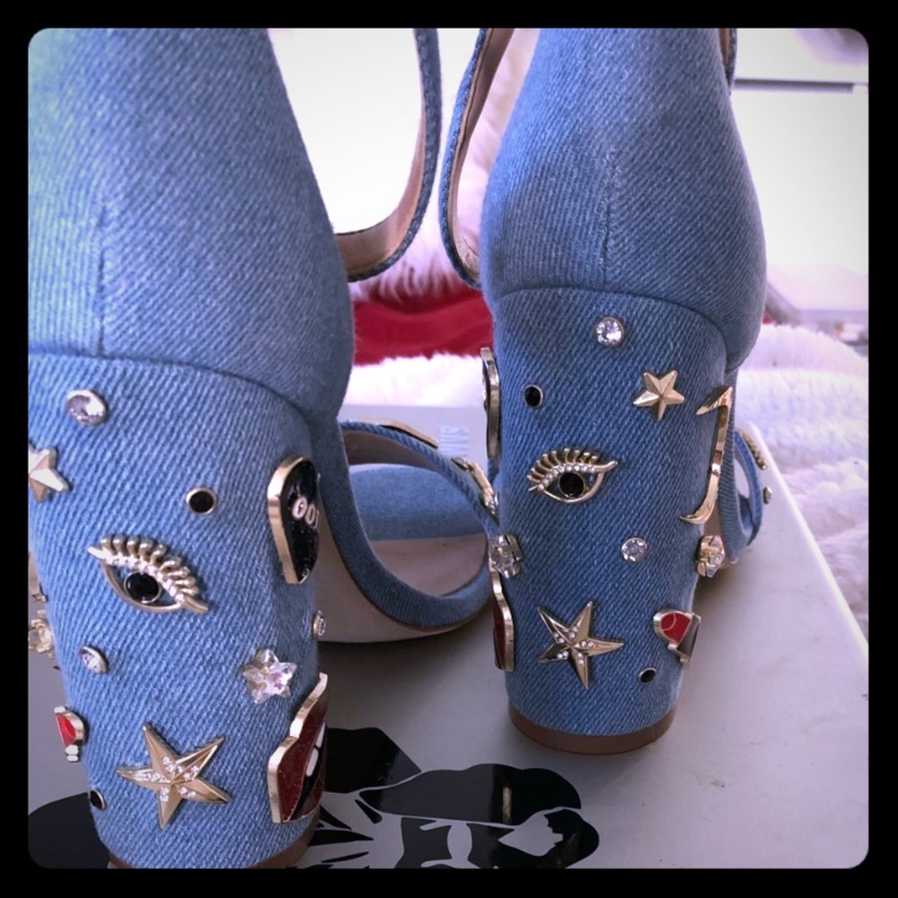 never used aldo denim heels